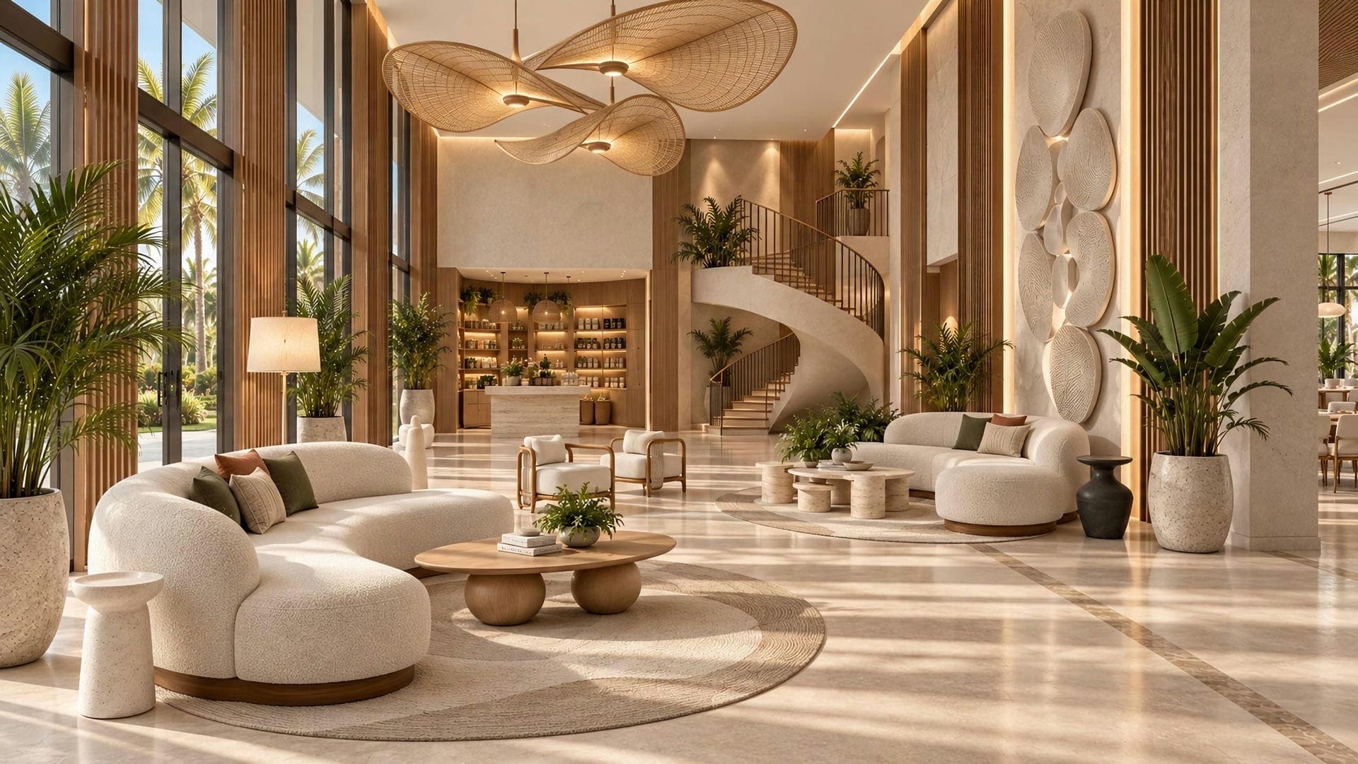 Double-height lobby atrium
