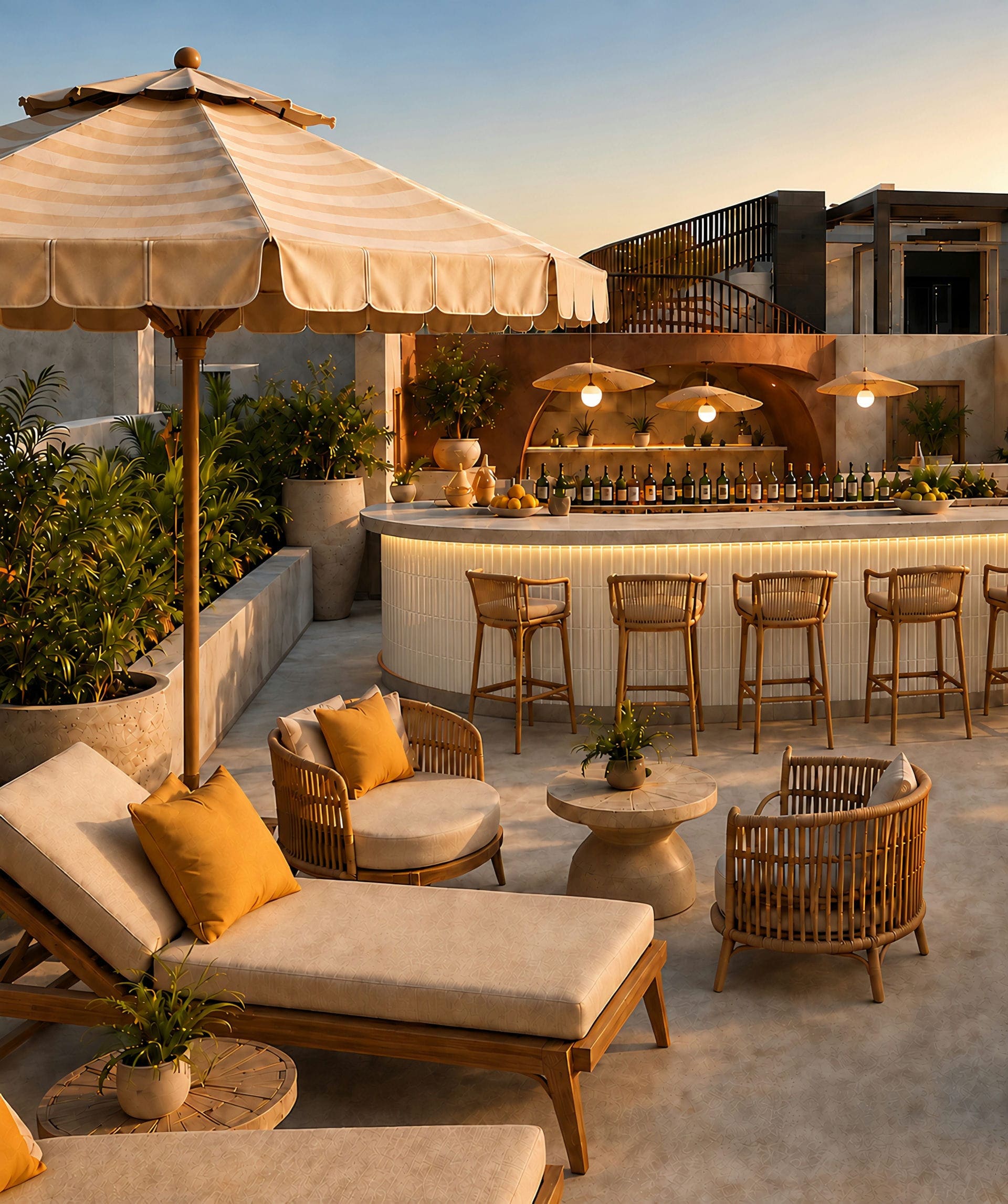 Rooftop bar lounge seating