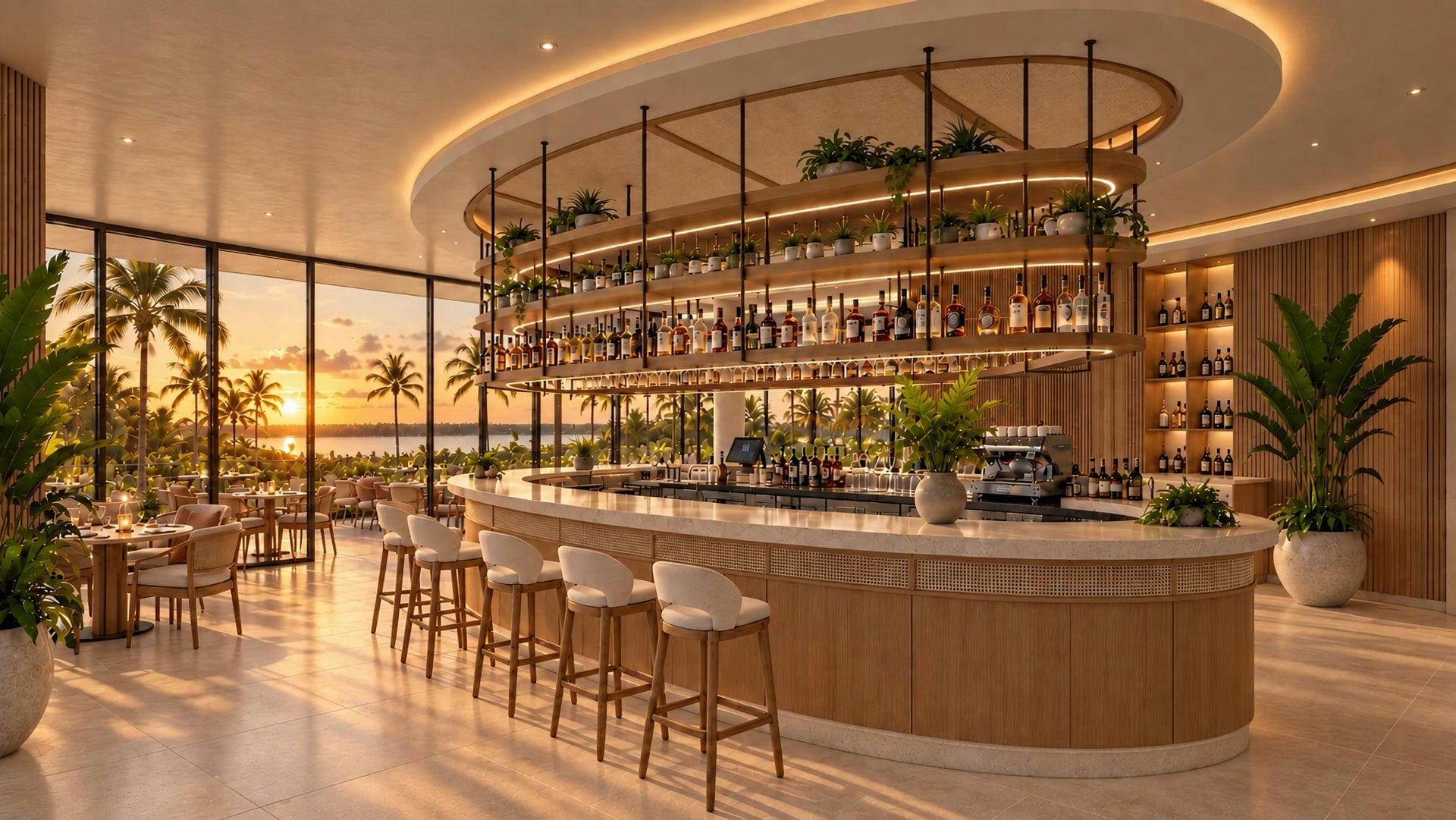 Rooftop bar at sunset