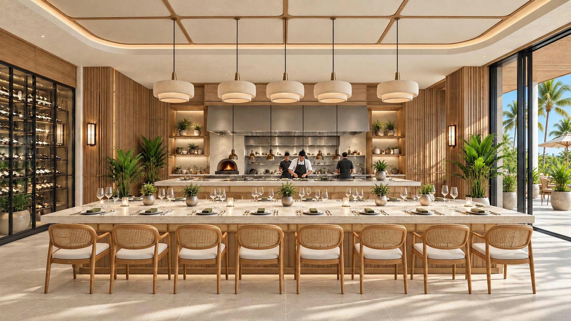 Signature restaurant and open kitchen