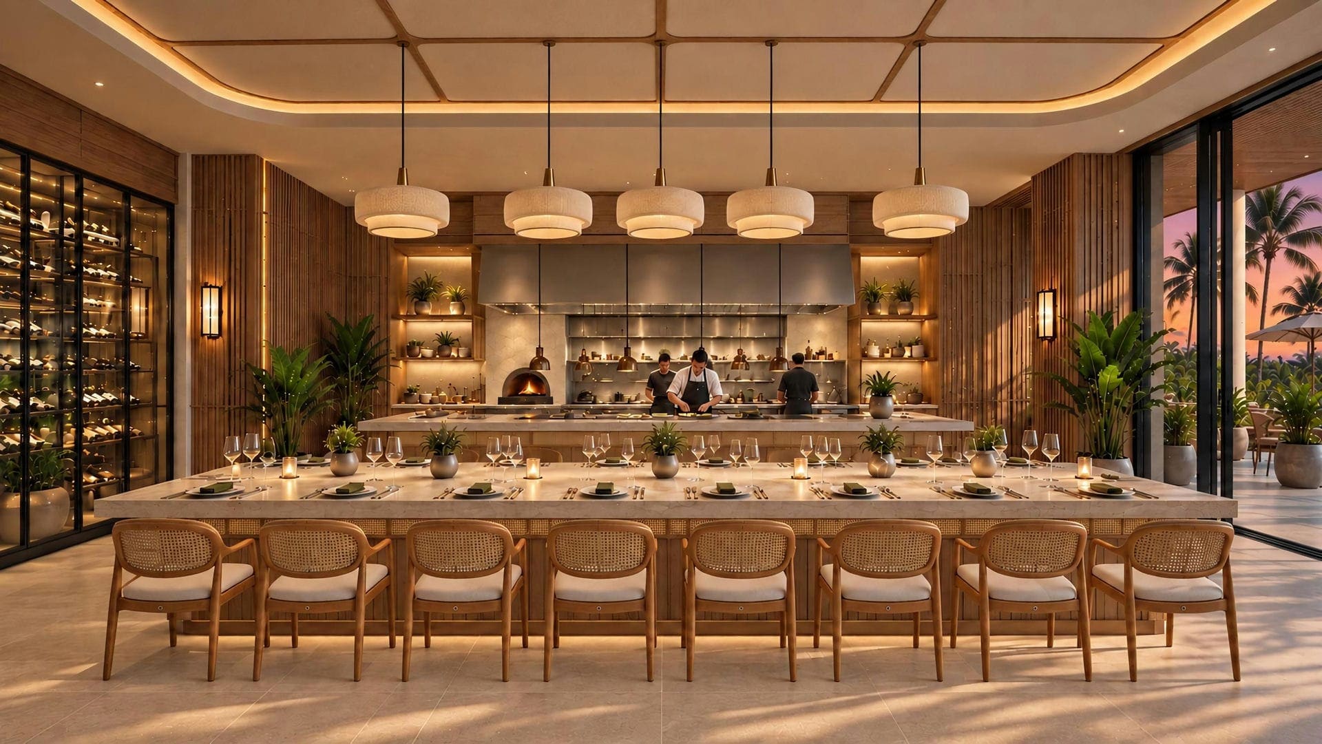 Signature restaurant in the evening